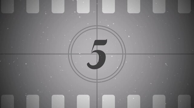 Countdown old film from 10 to 0 number. Vintage old film movie timer count in retro style animation Perfect for vintage intros, cinematic projects, and classic film presentations
