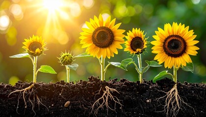 Sunflower Growth Stages - A Visual Journey from Seed to Bloom.