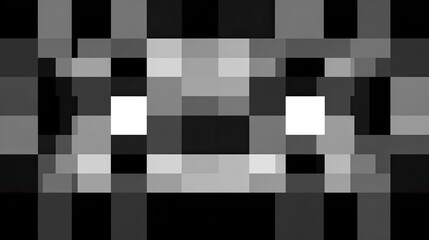 Monochromatic abstract mosaic design formed by varying shades of gray squares