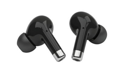 Modern black wireless earbuds