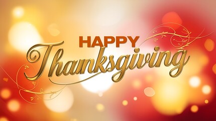 Elegant Thanksgiving drawing typography featuring gold script text over a dreamy bokeh backdrop