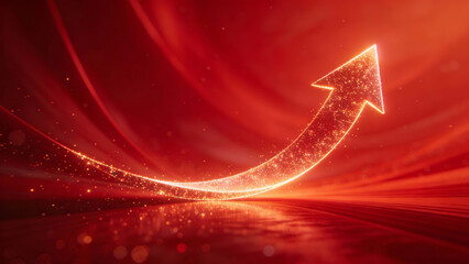 Red glowing upward arrow growth business concept