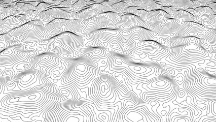 Black and white topographic map texture with contour lines pattern