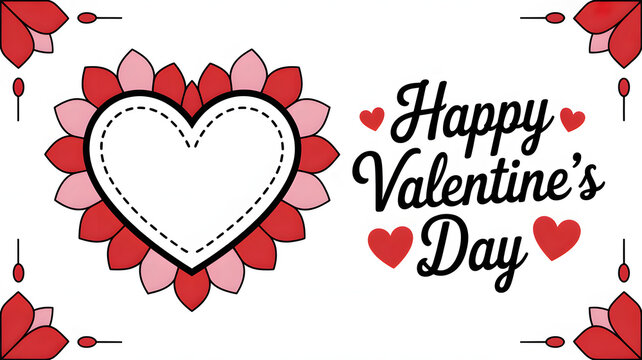 Happy valentines day greeting card with hearts on white background