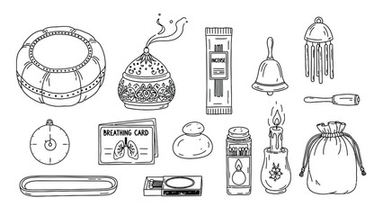 Collection of Hand-Drawn Spa and Wellness Icons.