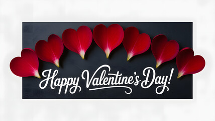 Valentines day banner with red hearts on dark background for love and romance celebration