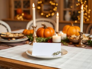 Elegant thanksgiving table setting menu mockup