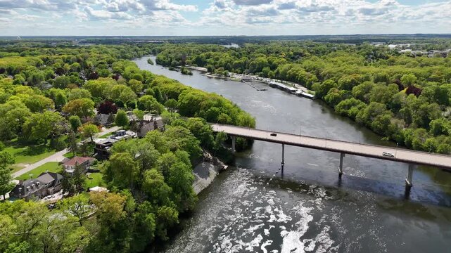 Aerial of Appleton Wisconsin on sunny Summer Day.  Shot on DJI Mini 4 Pro.