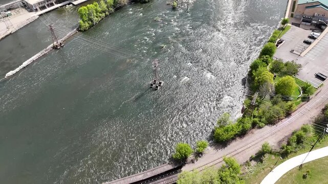 Aerial of Appleton Wisconsin on sunny Summer Day.  Shot on DJI Mini 4 Pro.