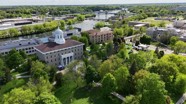 Aerial of Appleton Wisconsin on sunny Summer Day.  Shot on DJI Mini 4 Pro.