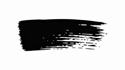 A simple abstract black brush stroke on a plain white background