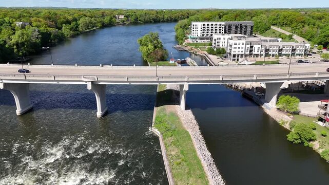 Aerial of Appleton Wisconsin on sunny Summer Day.  Shot on DJI Mini 4 Pro.
