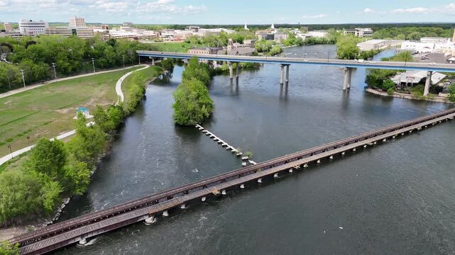 Aerial of Appleton Wisconsin on sunny Summer Day.  Shot on DJI Mini 4 Pro.