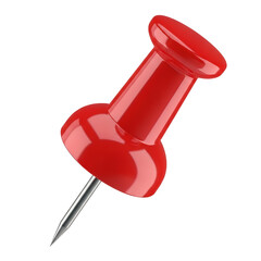 Close-up of a Red Pushpin Isolated on White Background for Office or Digital Design