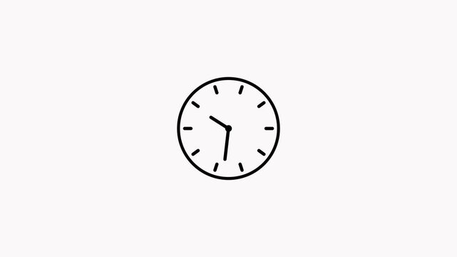 Simple black line drawing of a clock face with hands on a white background time watch