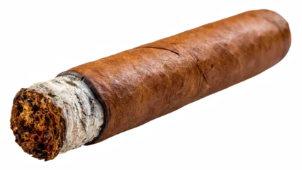 Selbstklebende Fototapeten Havanna Luxurious Hand-Rolled Cigar Burning with a Rich White Ash  © md