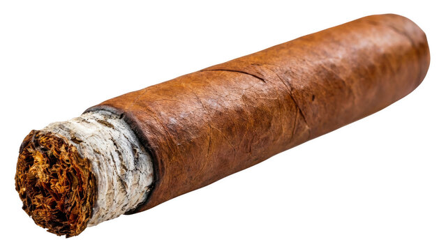 Luxurious Hand-Rolled Cigar Burning with a Rich White Ash
