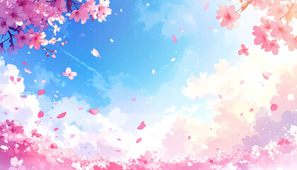桜舞う青空_generated by AI