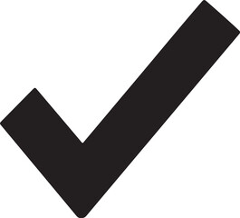 Simple and bold checkmark silhouette icon symbolizing approval, success, confirmation, and completion. 