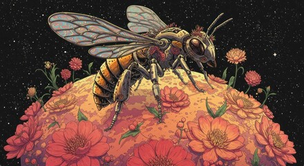 Bee on flower illustration