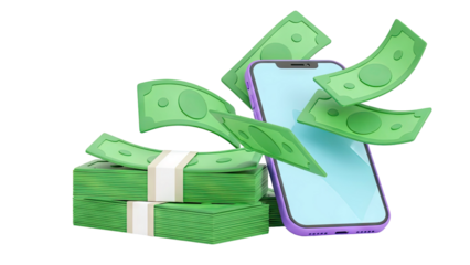 Smartphone with Flying Money