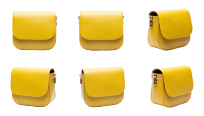 Front view and back view and side view of mini crossbody bag isolated on a white background.