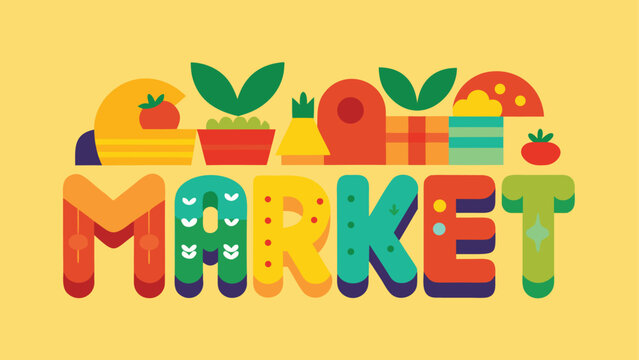 A playful market logo with rounded letters and a kids theme, featuring colorful and vibrant design elements.
