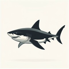 Fototapeta premium fierce shark swimming with bared teeth and alert gaze, sleek dark gray body and powerful tail