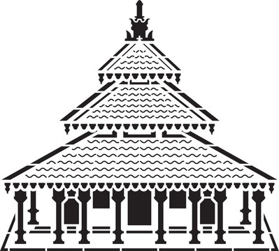 Laser cutting silhouette of Demak Mosque, Indonesia, vector ornament