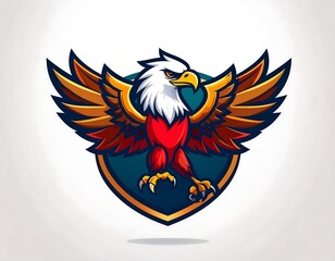 Obraz premium Eagle emblem, shield, wings spread