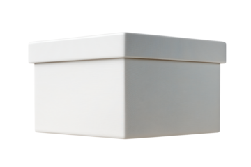 A minimalist white box floating in the air, perfect for packaging designs, product mockups, or branding concepts.