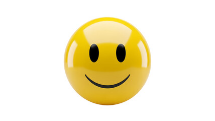 Fototapeta premium Glossy 3D Yellow Smiley Face Emoji Representing Happiness and Positive Emotion Transparent background