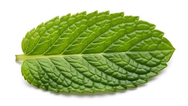 Close-up of a fresh, vibrant green mint leaf showcasing detailed texture and aroma