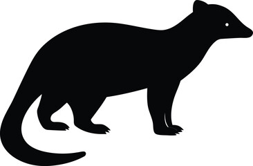 Sleek black silhouette of a standing carnivorous mammal with a distinct small eye