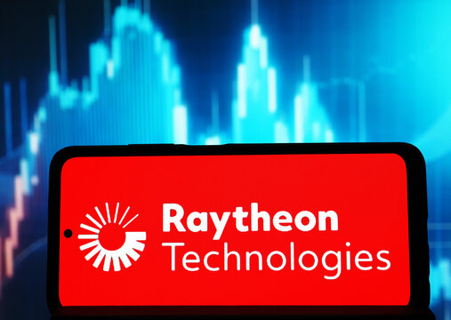 In this photo illustration,  RTX Corporation, formerly Raytheon Technologies Corporation logo seen displayed on a smartphone.