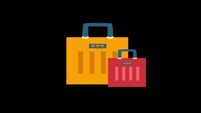 Briefcase Travel Suitcase Business Bag Icon Concept Animation with Alpha Channel