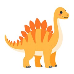 Fototapeta premium Cartoon dinosaur. Yellow body, orange spines, friendly face