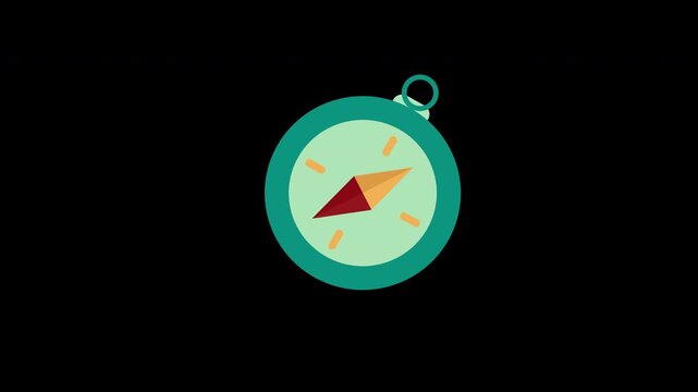 Compass Navigation Direction Travel Loop Animation with Alpha Channel
