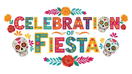 Vibrant Celebration of Fiesta with Sugar Skulls and Roses