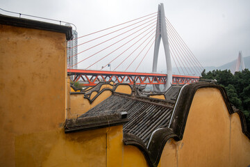 View of the ancient architecture of Huguang Guild Hall in Chongqing, China