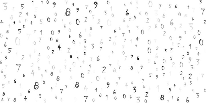 falling colorful messy numbers. math study concept with flying digits. posh back to school mathematics banner on white background. falling numbers vector illustrationeps.10..