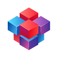 Obraz premium A cluster of colorful 3D cubes arranged in a geometric pattern