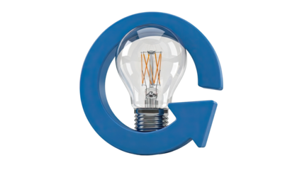 Light bulb inside a circular arrow symbol
