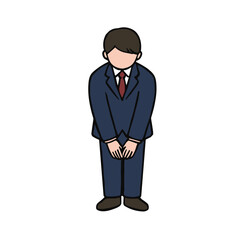 Obraz premium Flat Illustration of Male Student Bowing in Respect or Greeting at Graduation Ceremony in School Uniform Vector Design