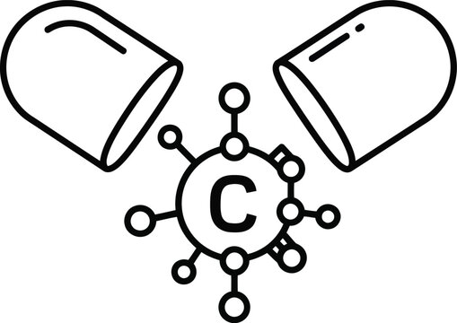 Vitamin c supplement capsule icon   essential nutrient and immune health support