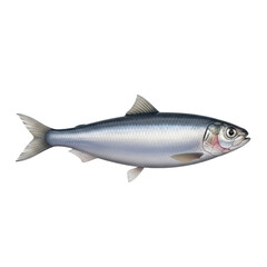 Fresh Atlantic Herring Fish Isolated White.
