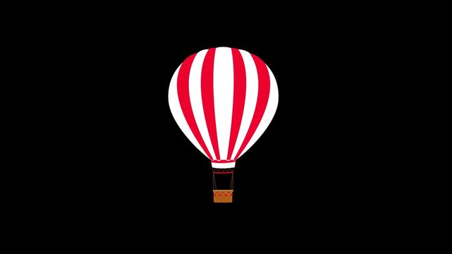 Hot Air Balloon Floating Sky Adventure Travel Icon Concept Animation with Alpha Channel