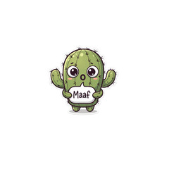 Fototapeta premium Cute Cactus Apology Icon