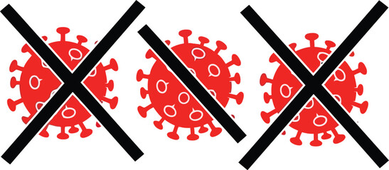 No covid 19 coronavirus concept. stop virus icon, pandemic prevention & protection symbol