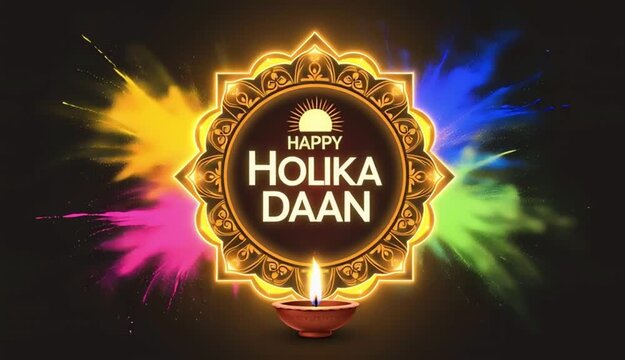 Elegant illustration in splatter paint style for holika dahan.